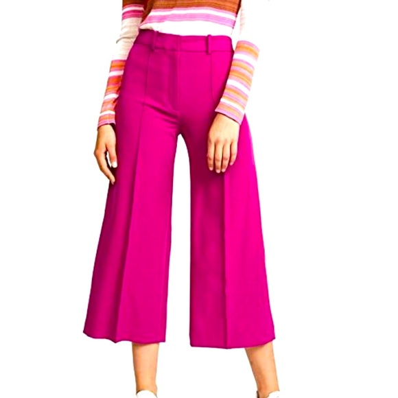 Milly Italian Cady cropped Hayden pants in raspberry pink, size 2 - Picture 1 of 5